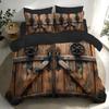 Digital Printed Duvet Cover Set Featuring a Design Theme Pattern of Ancient Wooden Doors 100% Polyester Brushed Soft Comfortable