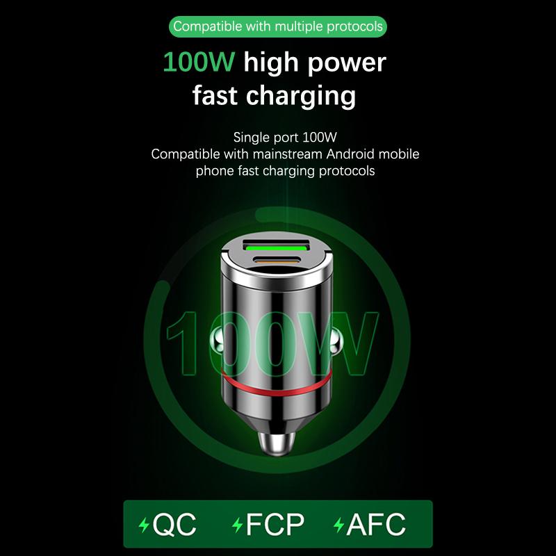 200W Mini Dual Ports USB Car Charger Lighter Fast Charging Car Phone Charger Adapter For IPhone 13 12 Xiaomi Huawei Samsung