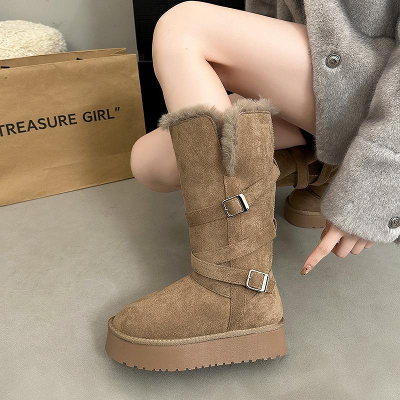 Women's Cold Warm Padded Snow Boots Thick Soles Heightened Non-slip Wear-resistant Outdoor Leisure Sports Cotton Boots