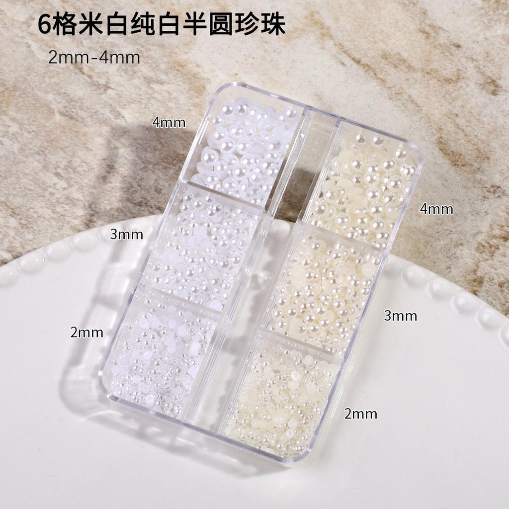 Ins Japanese Flat-Bottom Manicure, Pure White Beige Pearl, Semi-Round, Full-Round Highlight, No Peeling, No Fading, Nail Accessories