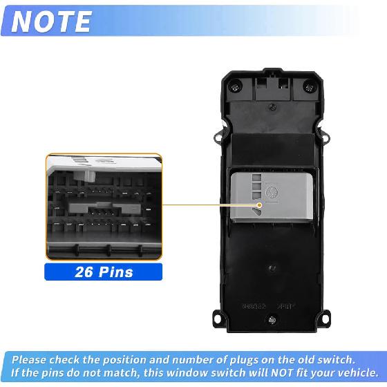 Unifizz Power Window Switch 35750-T0A-H01 Front Left Driver Side Master Control Switch - Compatible with Honda CR-V 2012-2016 Electric Window