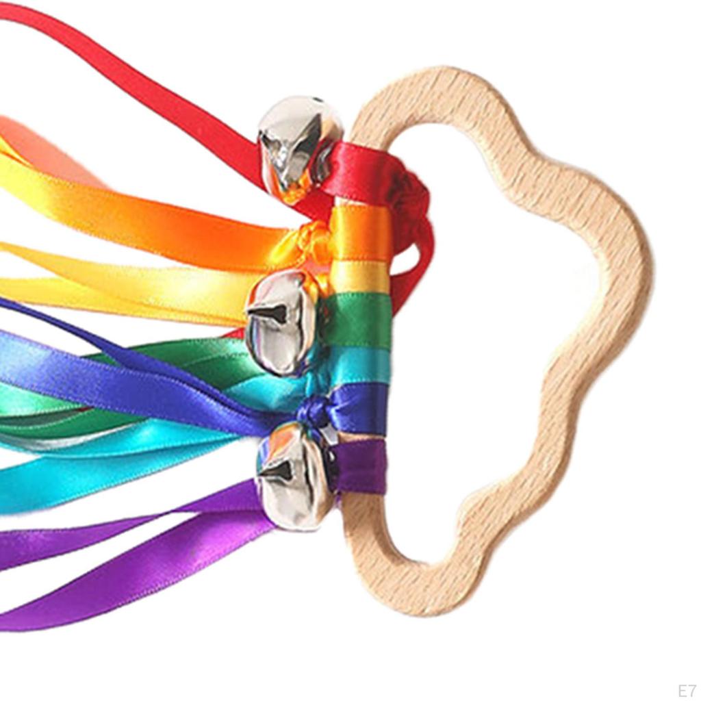 Kids Toys Montessori Rainbow Ribbons, Colorful Wooden Hand Sensory Toys,Dancing Ribbon