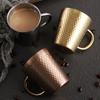 Keep Cold Double-Wall Beer Cups with Handle Hammered Texture Milk Mugs  Drinkware