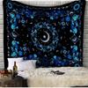 Dark Blue Mandala Butterfly Tapestry Wall Hanging Purple Moon Phases Neon Celestial Aesthetic Wall Art Bedroom Dorm Decor