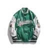 Chaqueta de Béisbol de Cuero PU y Algodón para Hombre, Tendencia Americana - Abrigo de Piloto de Invierno para Parejas, Acolchada Casual.