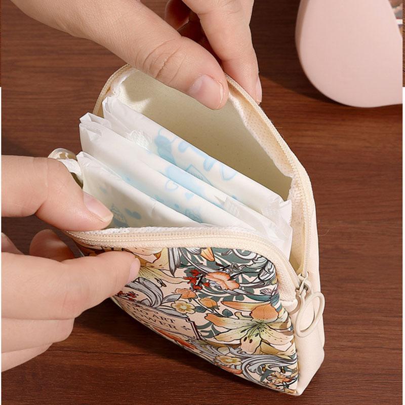 Large Capacity Sanitary Pads Bag Portable Mini Data Cables Organizer Multipurpose Women Girls Cosmetic Makeup Bag Coin Purse