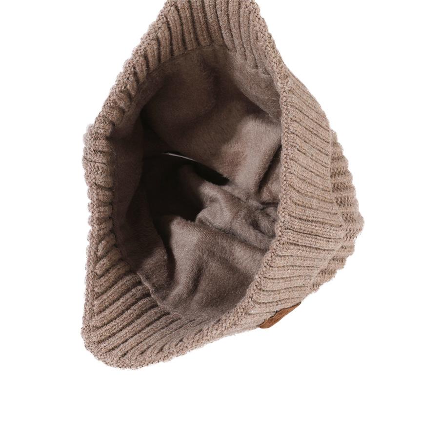 Ear Protection Knitted Hat Men's Wool Thick Big Head Warm Hat Sleeve Cap