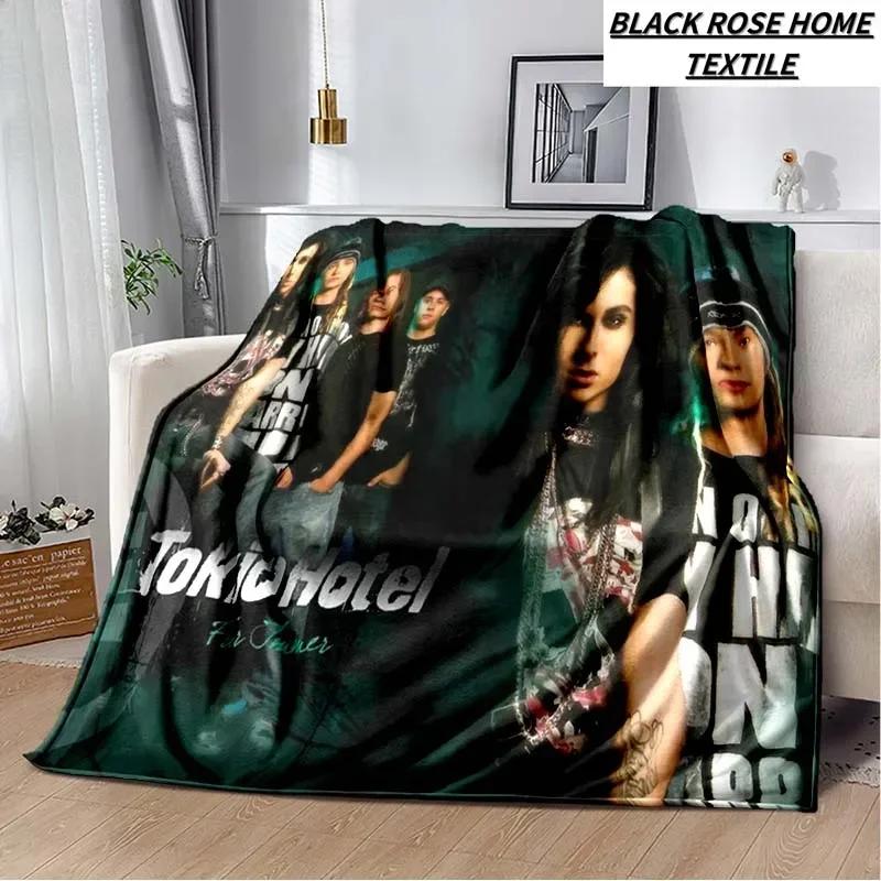 Coperta Artistica di Moda Tokio Hotel Rock Band Lenzuolo di Lusso per Camera da Letto Coperta Calda per Viaggi all'Aperto Campeggio Picnic Pausa Pranzo