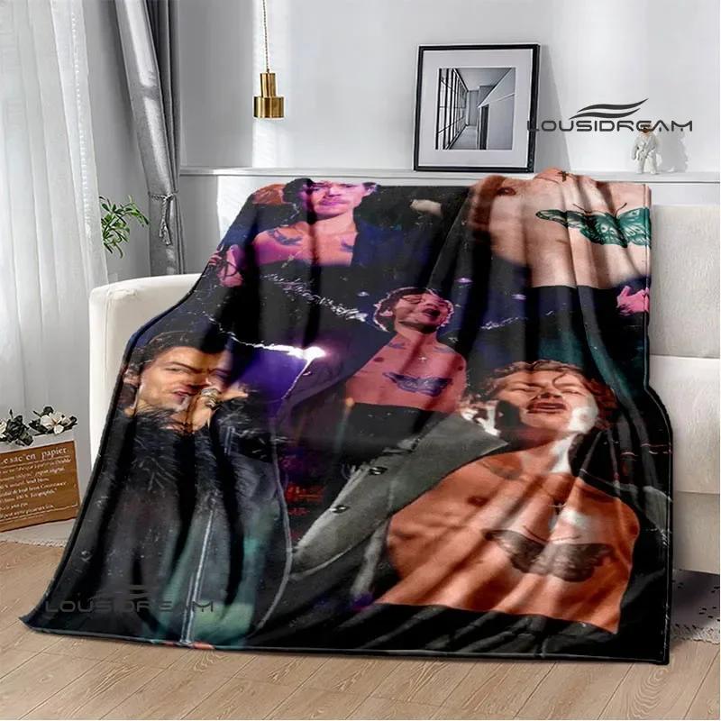 Sänger H-Harry-Styles bedruckte Decke Picknickdecken Flansch warme Decke Weiche und bequeme Decke Bettwäsche Geburtstagsgeschenk