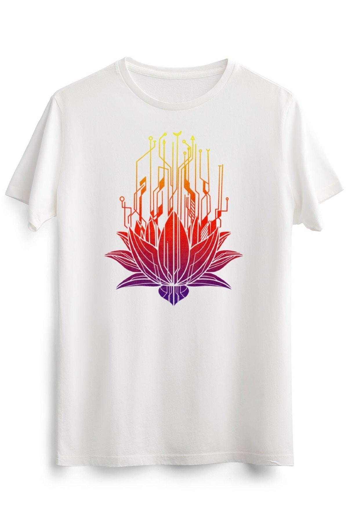 

Erkek Beyaz Modern Lotus Flower On Colours