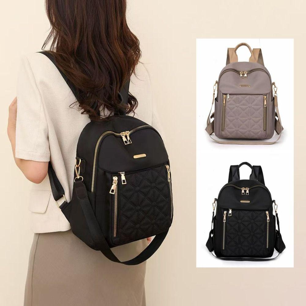 Multi-functional Solid Color Shoulder Bag Oxford Cloth Retro Backpack Simple Luxury Backpack  Lady