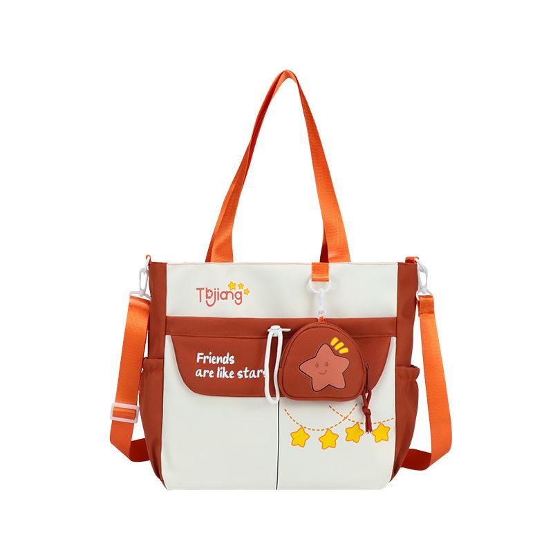 Contrast Large Capacity Tote Bag Student Crossbody Bag Girls Star Print Shoulder Bag