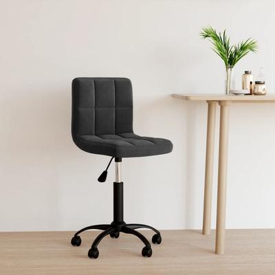 Vidaxl Swivel Office Chair, Black, Upholstered with Velvet