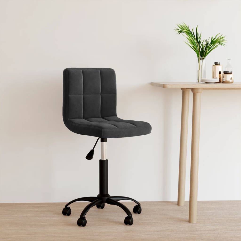 Vidaxl Swivel Office Chair, Black, Upholstered with Velvet