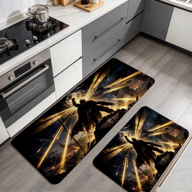 Helldivers Flannel Kitchen Mat Christmas Soft Area Rug Non Slip Floor Carpet Home Decoration