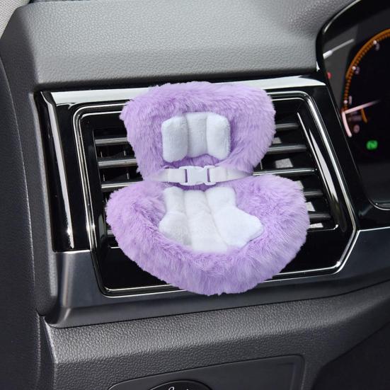 Doll Car Seat with Air Vent Clip Desktop Stand Cute Safety Belt Plush Cushion 17cm Doll Seat Car Ornament Gift for Collectors Fans