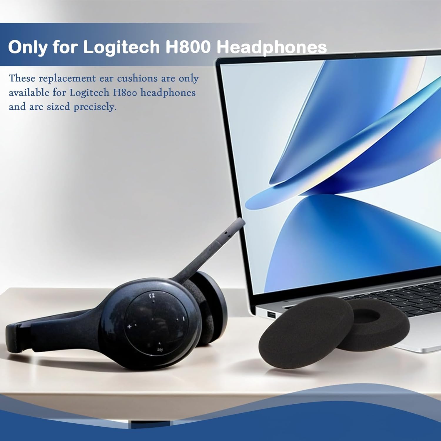 

H800 Replacement Ear Pads, for Logitech, for H800, Soft Comfortable Headset Ear Cushions, Easy to Install, Lightweight Replacement Headphone Pads