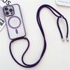 Luxusní šňůrka na krk Lanyard Pokovování Magnetický Průhledný Kryt na Telefon Pro iPhone 17 16 15 14 13 12 Pro Max 11 Pro Magsafe Měkký Kryt