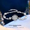 Christmas Snowflake Sterling Silver 925 Rotatable Necklace Women Niche Design Light Luxury Style Starburst Cross Chain Bracelet
