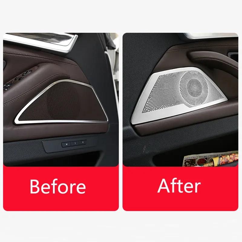 Matte Car Styling Interior Door Audio Stereo Speaker Sequ Decorative Cover Trim For BMW 5 Series F10 F11 F18 Auto Accessories