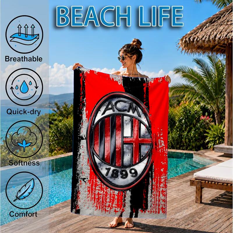 Ac Football Club Beach Towel, Microfiber Beach Towel, Perfect For Pool, Beach, Travel, Home Decor Beach Party Fan Gifts
