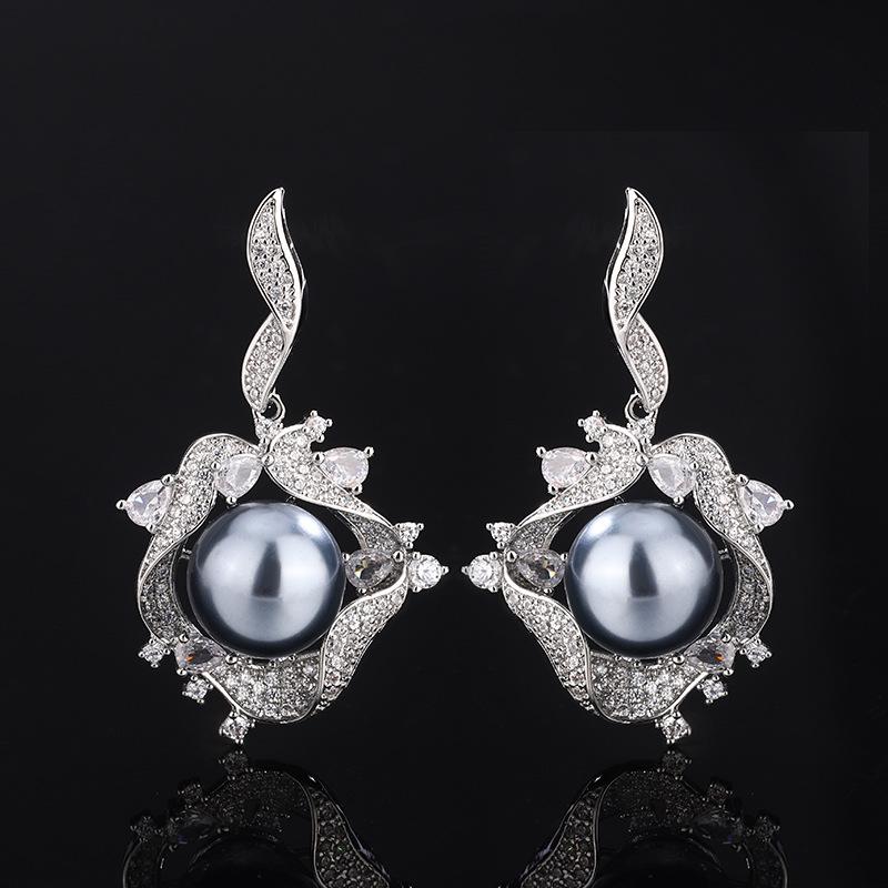 New Fashionable Women's Light Luxury Design Pendant Set Simulation Pearl Earnail Set Holiday Gift Party