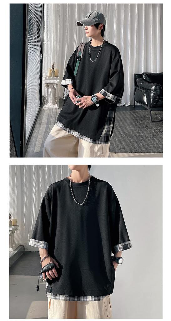 Short Summer Large Loose Layered Big 3XL [foveitaa] Men's T-shirt, Sleeve, Clothes, Size, Fit, Cool, Style, Simple, Stylish, Lightweight, Soft,