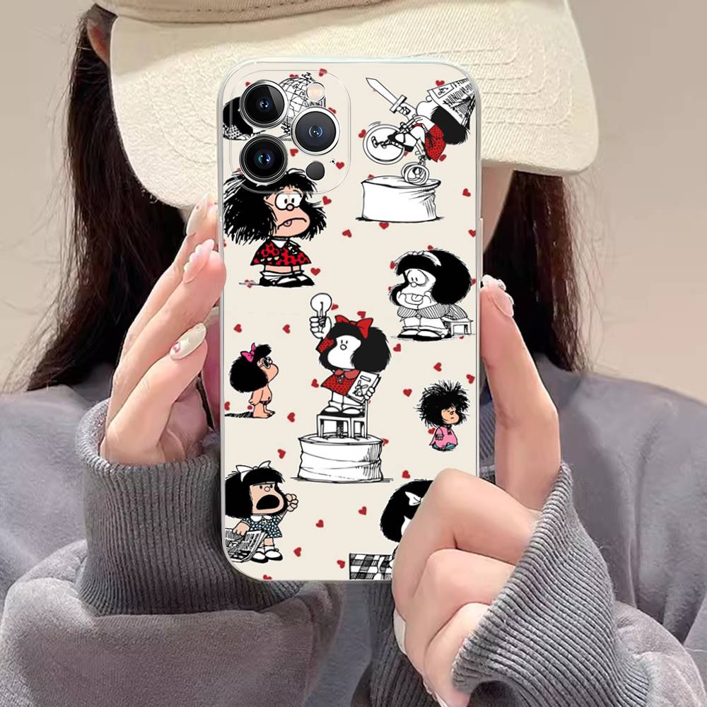 Cartoon Mafalda Handyhülle Für IPhone 17 16 15 14 11 12 13 Mini Pro XS Max Plus Hülle Schale
