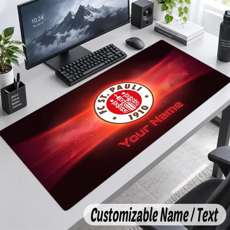 Benutzerdefinierter Namens-Text-Mauspad FC St. Pauli Personalisierte Schreibtischunterlage für Arbeit und Gaming