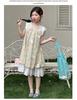 Girls' 2026 new sweet and cute sleeveless floral dress, summer lace patchwork mesh skirt, stylish long skirt