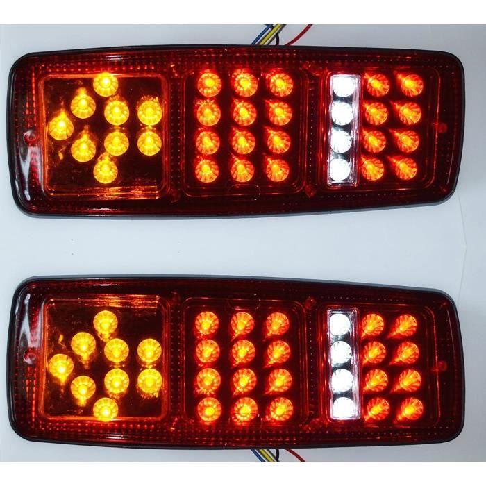 2x arrière led 12v feux 4 fonctions pour camion remorque benne camping-car camionnette camper caravane bus