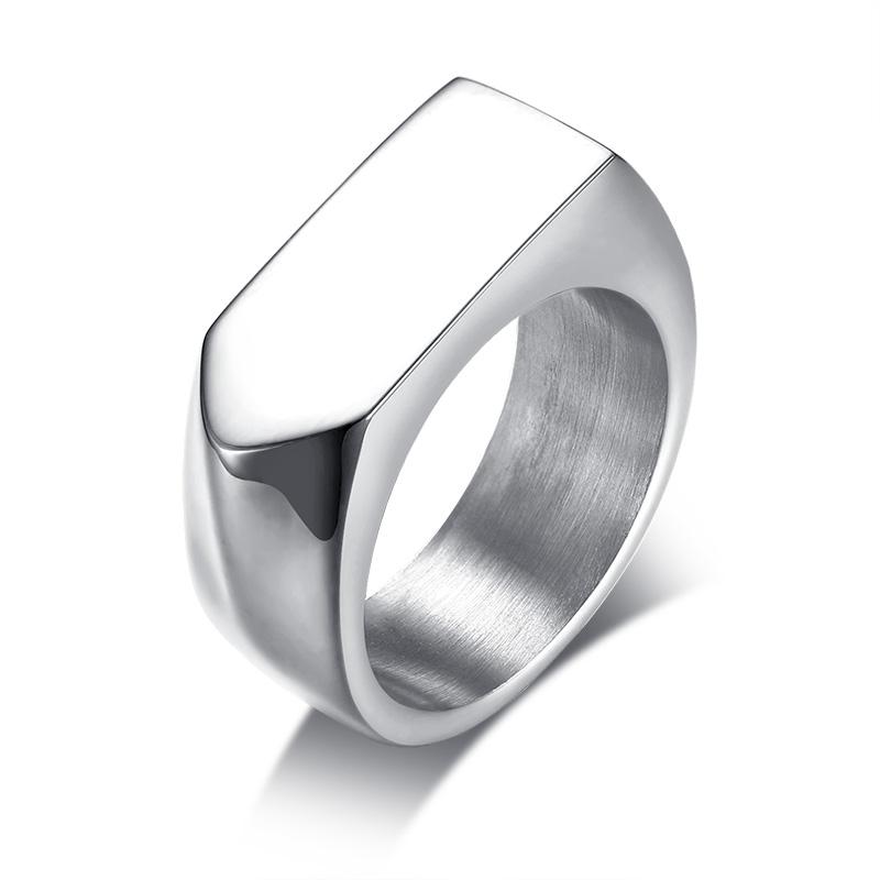 Geometric Arrow Square Men Ring,Punk Stainless Steel Signet Ring Stamp Ring Thumb Ring,Minimalist Jewelry Gifts