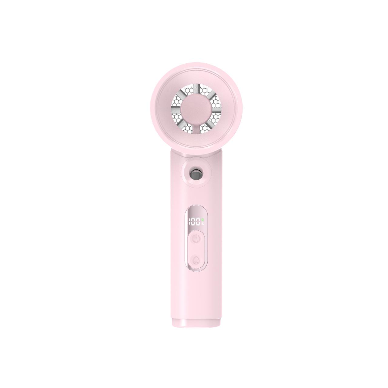 

2026 Brushless Handheld Spray Fan: Fast Cooling, 5 Speeds, High-Capacity Mini Fan English color box + bilingual manual рожевий
