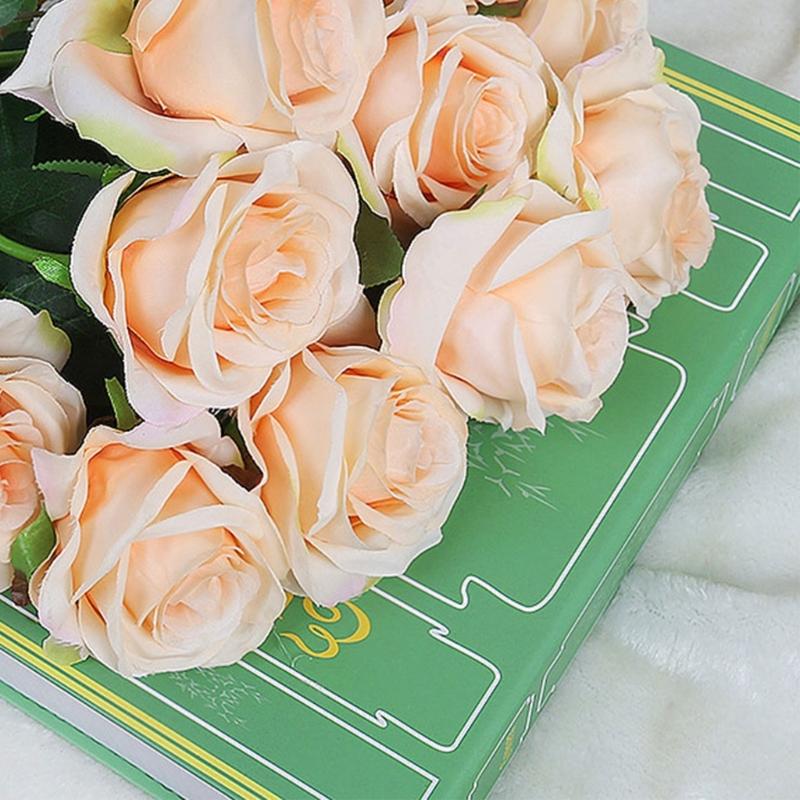 12Pcs Artificial Rose Flower Realistic Simulation Rose Bouquets for Home Garden Decoration, Wedding Flower Arrangements