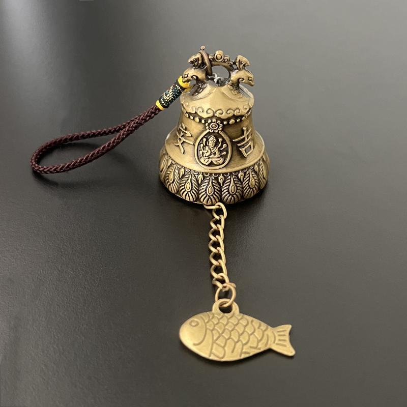 Vintage Pure Copper Bell Keychain Rustproof Brass Small Pendant Portable Ornament for Car Key Backpack Accessory Gift
