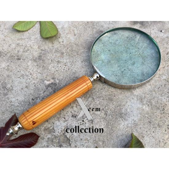 

Морская хромированная коричневая линия с латунной ручкой, увеличительное стекло, лупа для чтения книг