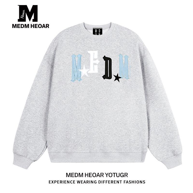 

Medm Heoar Chinese Style Round Neck Sweatshirt Autumn and Winter Loose Fit Unisex Casual Commuting Top [All Three Labels Complete] White Gray [Regular Style] 350 Grams XL