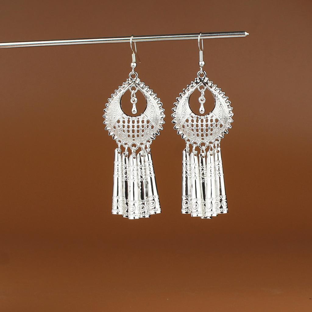 Turquoise Earrings Bohemian Drop Ear Earrings with Tassels, Geometric Alloy, Retro Style, Boastful Ear Accessories