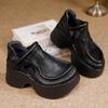 Johnature Retro Genuine Leather Thick Soled Shoes Round Toe Thick High-heeled Comfortable Platform Sandals