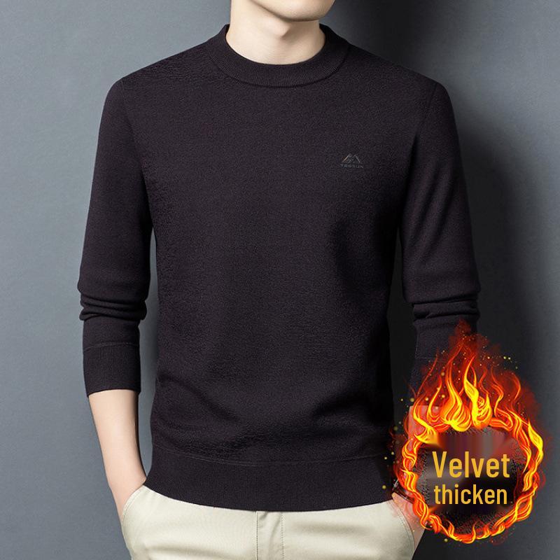 Hengyuanxiang 2025 Winter Men s Red Dragon Wool-Blend Fleece-Lined High-Neck Sweater L