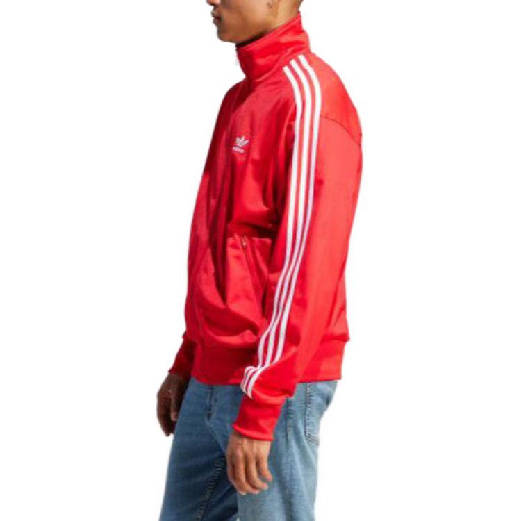 adidas Veste zippée à manches longues avec imprimé du logo à trois bandes Originals pour homme Veste Cramoisi IJ7060