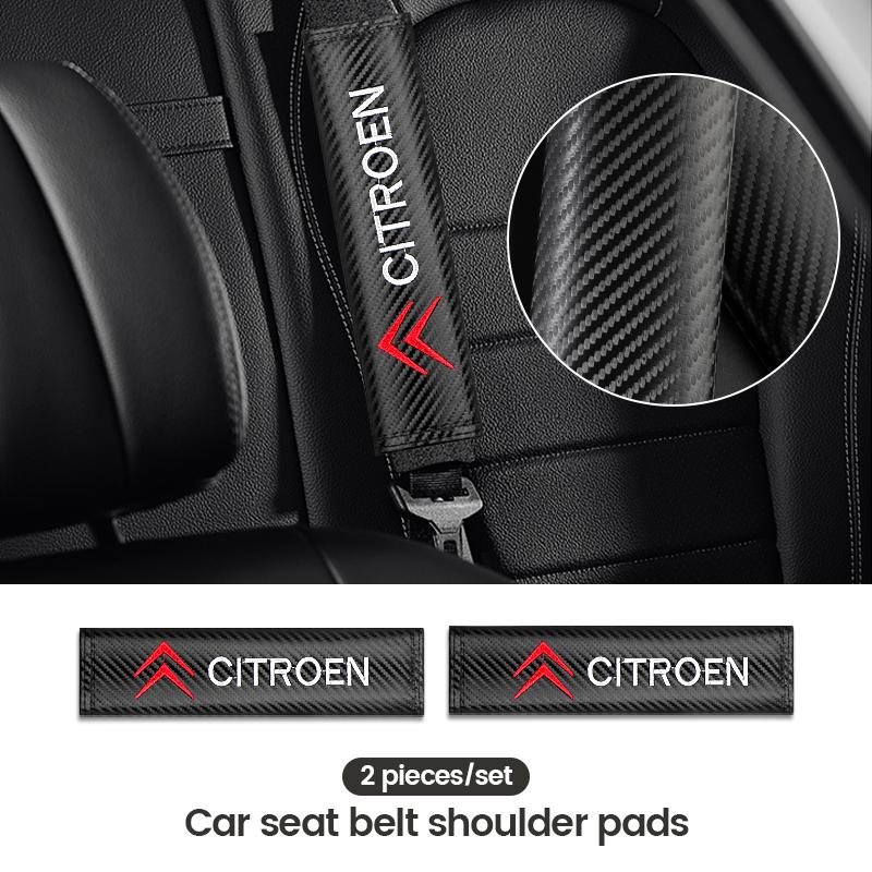 Car Seat Safety Belt Soft Covers Shoulder Pad Badge Interior Accessories For Citroen C4 C3 C5 C5X e-C4 X e-C3 C-Elysee Berlingo aik256