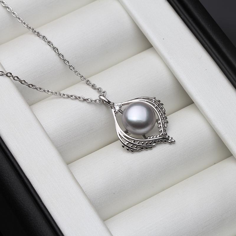 New 925 Silver Natural Pearl Pendant Women,Trendy Freshwater Pearl Pendant Wife Mother Birthday Gift White Purple