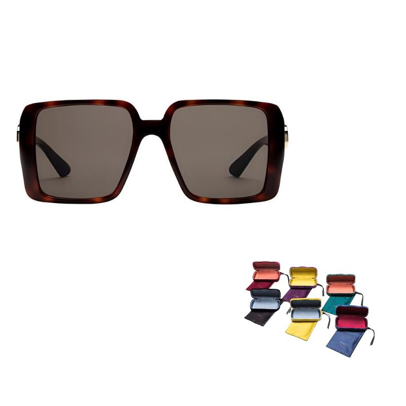 Gucci GG Pattern Injection Molded Irregular Sunglasses Women's Tortoiseshell