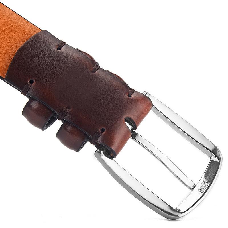 Men'S Pin Buckle Belt, Casual Cowhide Belt, Genuine Leather Belt, Men'S Belt.