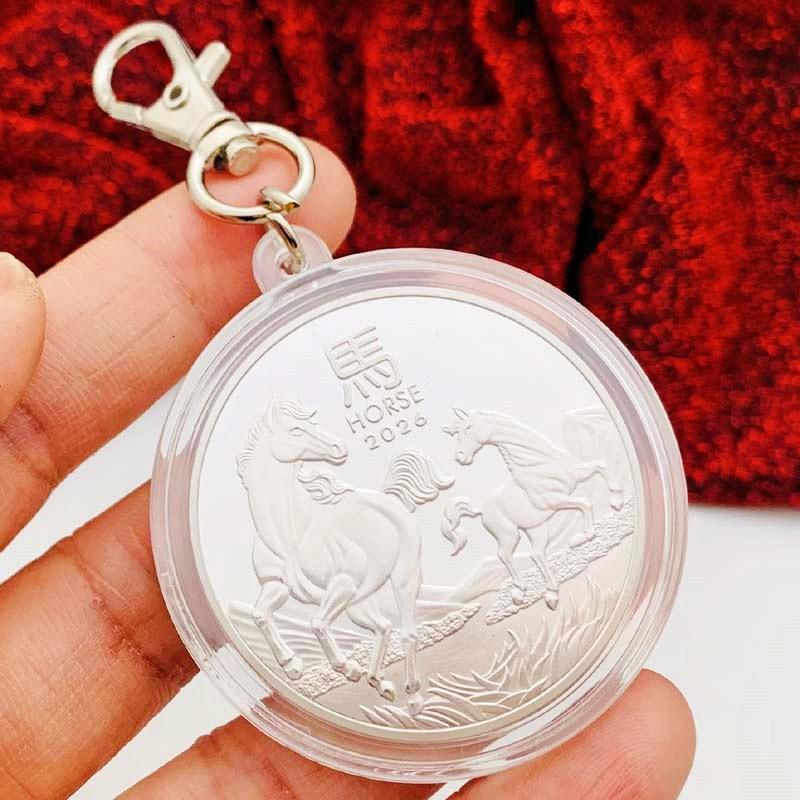 2026 Australian zodiac horse, silver plated color printed commemorative medal, creative ornament, bracket, zodiac year coin, gift coin
