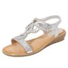 New Bohemian Ethnic Style Rhinestone Sandals Flat Open-Toe Versatile Beach Shoes Plus Size