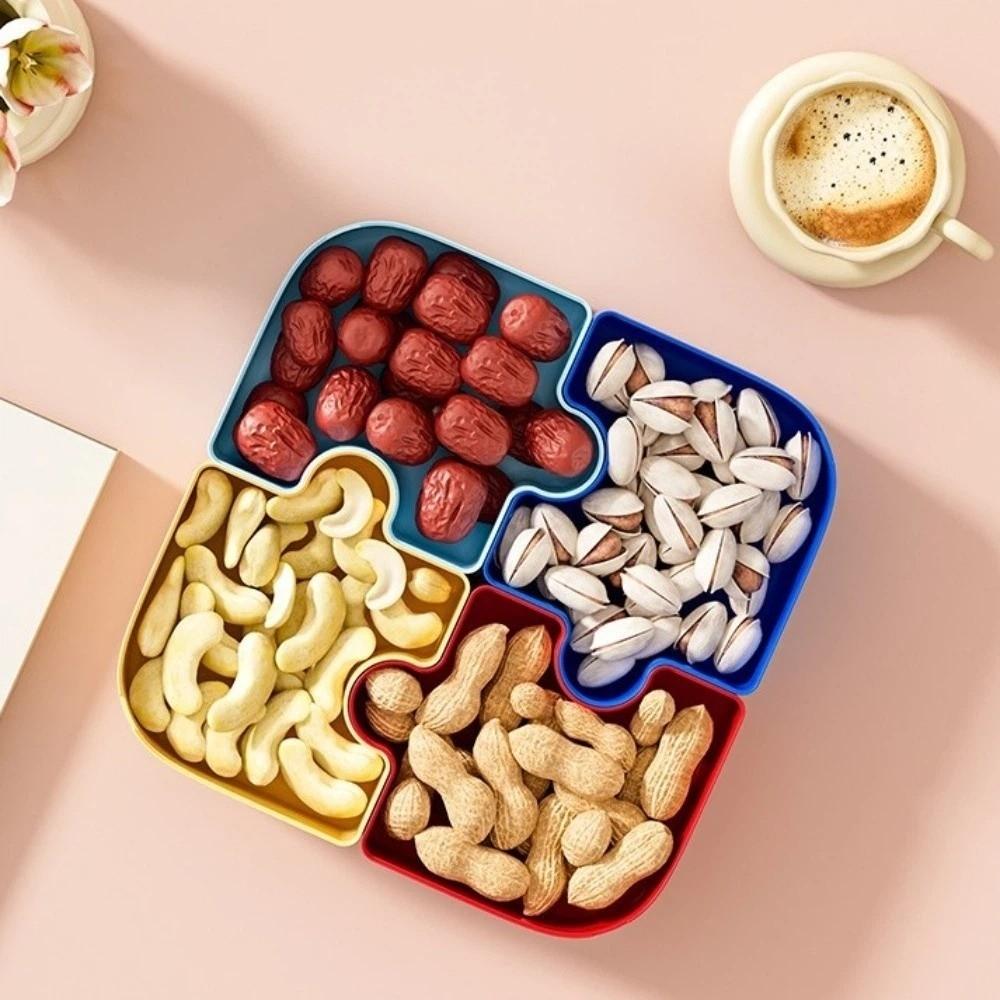 Compartmentalized Storage Jigsaw Fruit Tray Plastic Nut Box Cute Dried Fruit Tray  Home Use