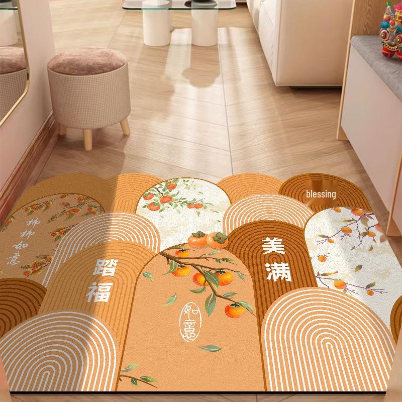 New Chinese Style Non-Slip Leather Entrance Doormat: Dirt-Resistant, Cuttable, Easy-to-Clean, Wash-Free for Home Use