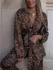 2025 Winter Leopard Print Women's Fashion Suit: Elegant Jacket & Jacquard Pants for Europe & America.